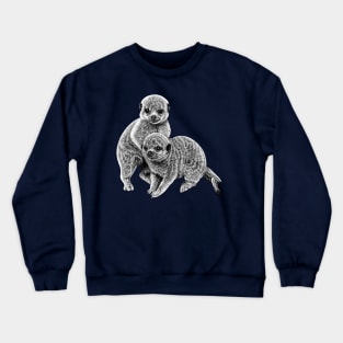 Baby meerkats - ink illustration Crewneck Sweatshirt